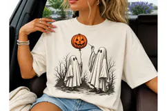 Halloween Ghost Pumpkin Balloon PNG Tee Product Image 3