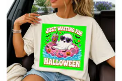 Just Waiting For Halloween Ghost PNG Tee Product Image 6