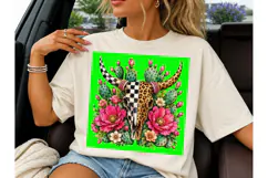 Boho Bull Skull Cactus Floral PNG Tee Product Image 6