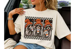 Raccoon Pumpkin Spice Fall PNG Tee Product Image 3