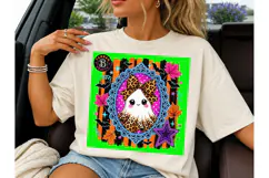 Halloween Ghost Leopard Bow PNG Sublimat Product Image 6