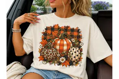 Fall Pumpkin Plaid PNG Sublimation Tee Product Image 1