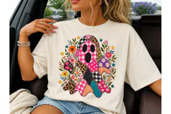 Patchwork Ghost Floral Halloween PNG Tee Product Image 1