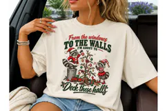 Raccoon Christmas Deck Halls PNG Tee Product Image 1