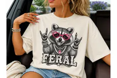Feral Raccoon Rock On PNG Tee Design Product Image 3
