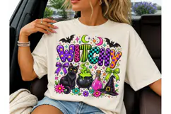 Witchy Halloween Black Cat PNG Shirt Product Image 1