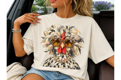 Fancy Chicken Leopard Glasses PNG Tee Product Image 3