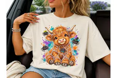 Halloween Highland Cow Spider PNG Design Product Image 1