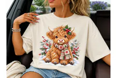 Christmas Highland Cow PNG Tee Design Product Image 3