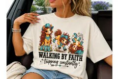 Walking By Faith Funny Horse PNG Tee Product Image 3