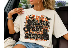 Black Cat Energy Halloween PNG Tee Product Image 3