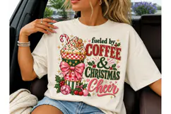 Fueled by Coffee Christmas PNG Tee Product Image 3