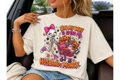 Halloween Skeleton Shopping PNG Tee Product Image 3