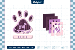 Dog Shadow Box Paw Dalmatian 3D SVG Product Image 3
