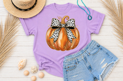 Dalmatian Dot Bow Pumpkin PNG, Autumn Glitter Pumpkin Product Image 4