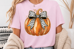 Dalmatian Dot Bow Pumpkin PNG, Autumn Glitter Pumpkin Product Image 5