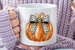 Dalmatian Dot Bow Pumpkin PNG, Autumn Glitter Pumpkin Product Image 6