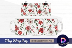 Red and white floral seamless pattern Mug Wrap PNG Product Image 1