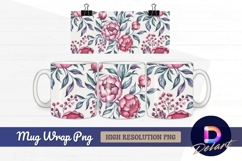 Floral pattern pink peonies Mug Wrap PNG Product Image 1