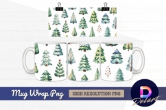 Watercolor christmas trees Mug Wrap PNG Product Image 1