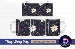 Christmas poinsettia floral seamless pattern mug design png Product Image 1