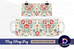 Floral watercolor pattern design for print Mug Wrap PNG Product Image 1