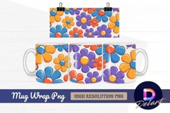 Retro flower pattern Mug Wrap PNG Product Image 1