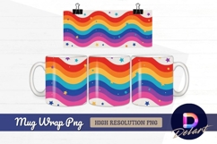 Rainbow waves with stars Mug Wrap PNG Product Image 1