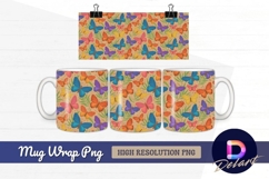 Colorful butterflies and leaves seamless Mug Wrap PNG Product Image 1
