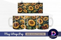 Sunflowers and monarch butterflies summer Mug Wrap PNG Product Image 1
