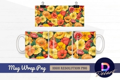 Vibrant poppy flower pattern for Mug Wrap PNG Product Image 1