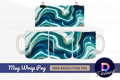 Turquoise blue gold marble abstract Mug Wrap PNG Product Image 1
