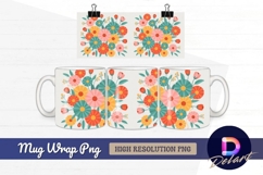 Colorful floral bouquet design Mug Wrap PNG Product Image 1