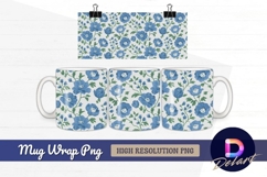 Seamless pattern of blue flowers Mug Wrap PNG Product Image 1