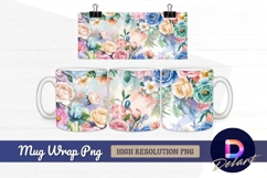Watercolor floral background art Mug Wrap PNG Product Image 1