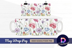 Watercolor floral pattern for Mug Wrap PNG Product Image 1