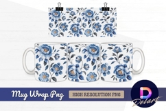 Blue floral pattern for mug design png Product Image 1