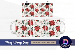 Watercolor poinsettia christmas floral Mug Wrap PNG Product Image 1