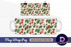 Hawthorn berries and blossoms seamless Mug Wrap PNG Product Image 1