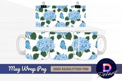Hydrangea and butterfly pattern mug design png Product Image 1