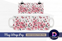 Floral pattern with cherry blossoms Mug Wrap PNG Product Image 1