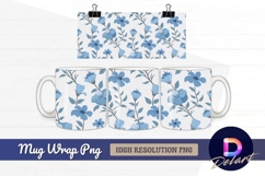 Blue floral seamless pattern mug design png Product Image 1