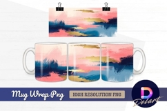 Abstract brushstrokes pink blue gold mug design png Product Image 1