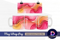 Pink and gold alcohol ink abstract Mug Wrap PNG Product Image 1