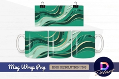 Emerald green waves with gold accents Mug Wrap PNG Product Image 1