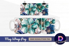 Watercolor floral bouquet mug design png Product Image 1