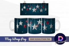 Red and white hanging stars Mug Wrap PNG Product Image 1