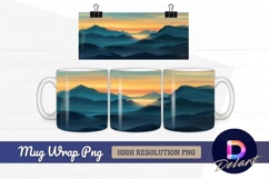 Painted mountain landscape at dusk mug design png Product Image 1