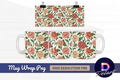 Seamless floral pattern with chrysanthemum Mug Wrap PNG Product Image 1