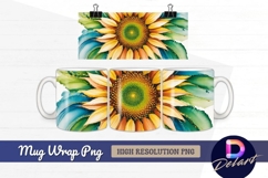 Watercolor sunflower bloom floral Mug Wrap PNG Design Product Image 1